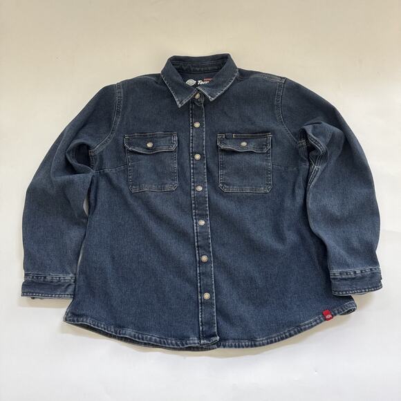 Dickies Jean Shirt Mens XL Temp-IQ Shacket Snap Denim Jacket Workwear Utility - Picture 1 of 11